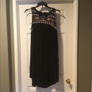 Black gauzy embroidered dress